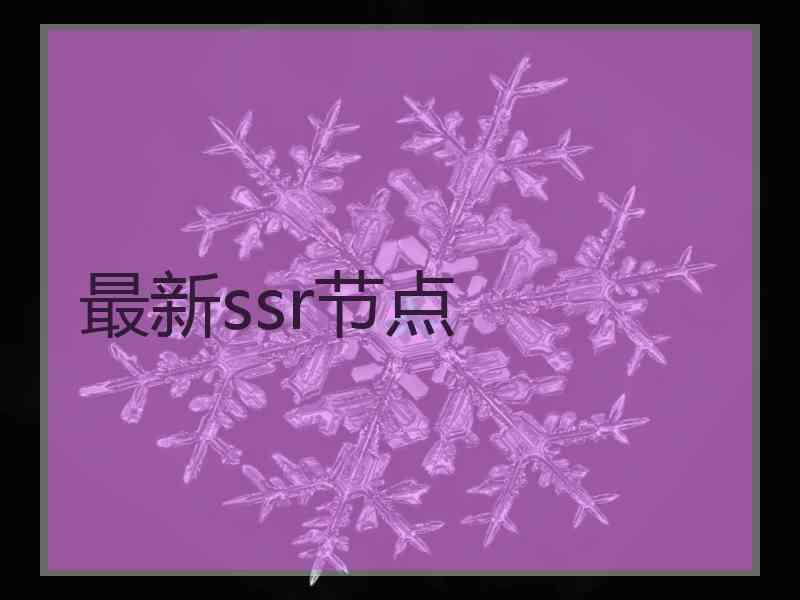 最新ssr节点